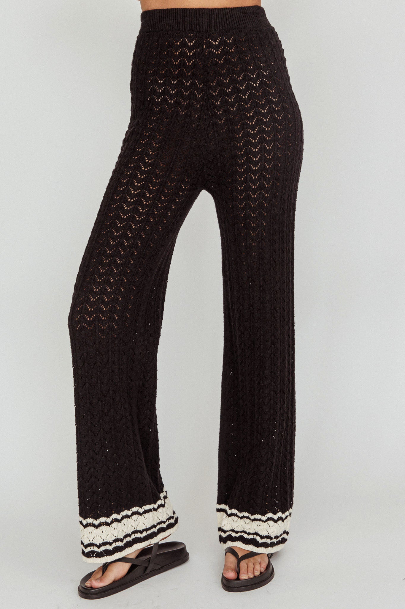 Rhodes Cotton Straight Leg Knit Pants Black by Selfie Leslie Australia