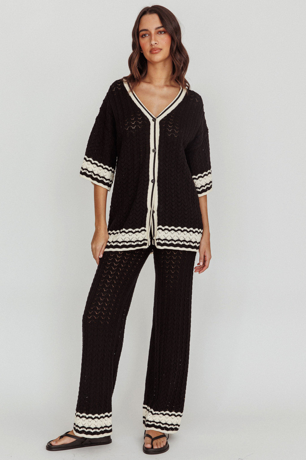 Rhodes Cotton Relaxed Knit Shirt Black by Selfie Leslie Australia