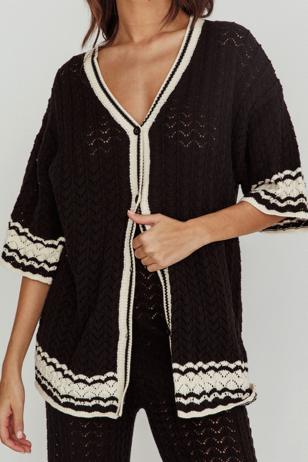 Rhodes Cotton Relaxed Knit Shirt Black by Selfie Leslie Australia