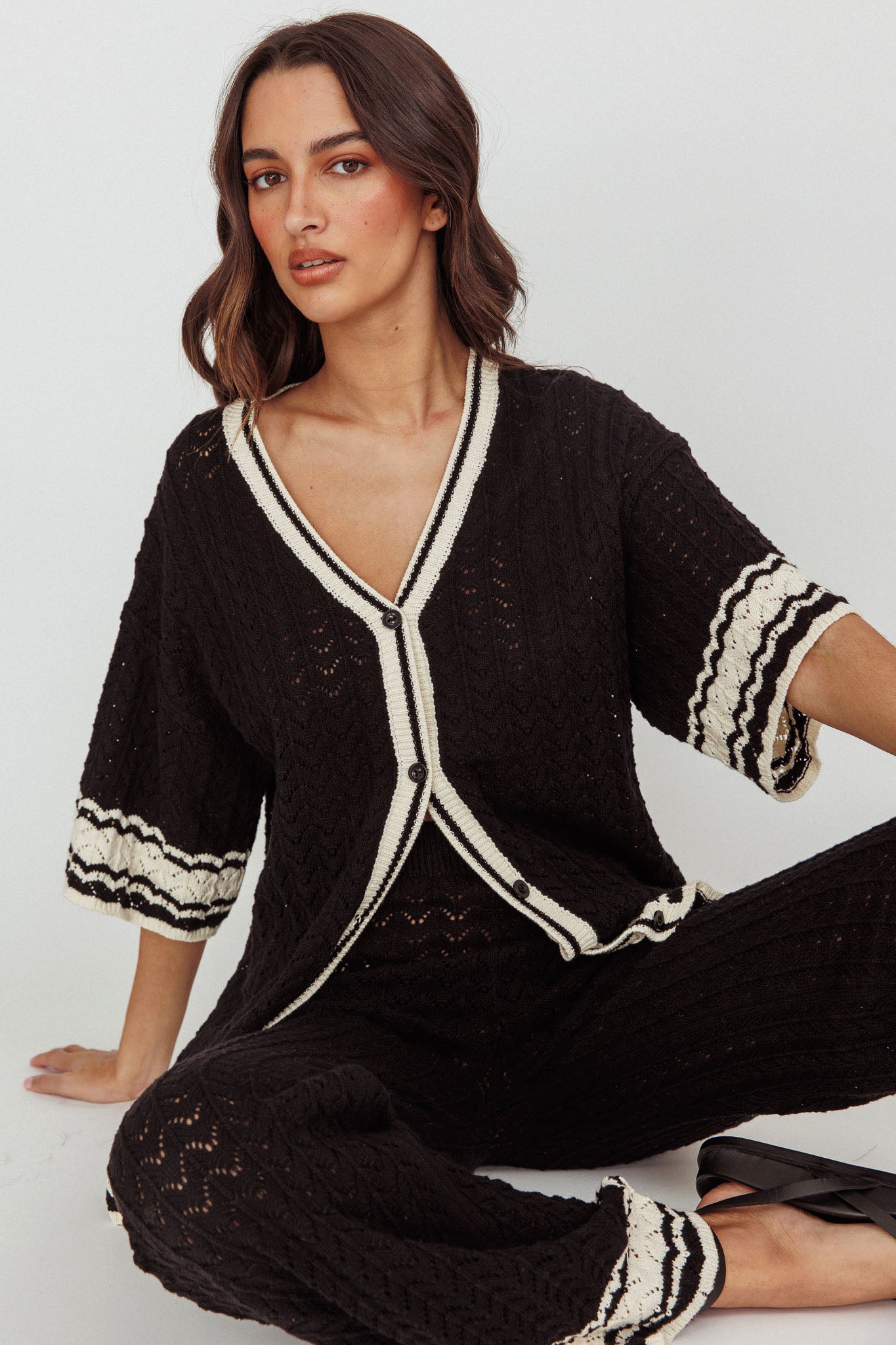 Rhodes Cotton Relaxed Knit Shirt Black by Selfie Leslie Australia