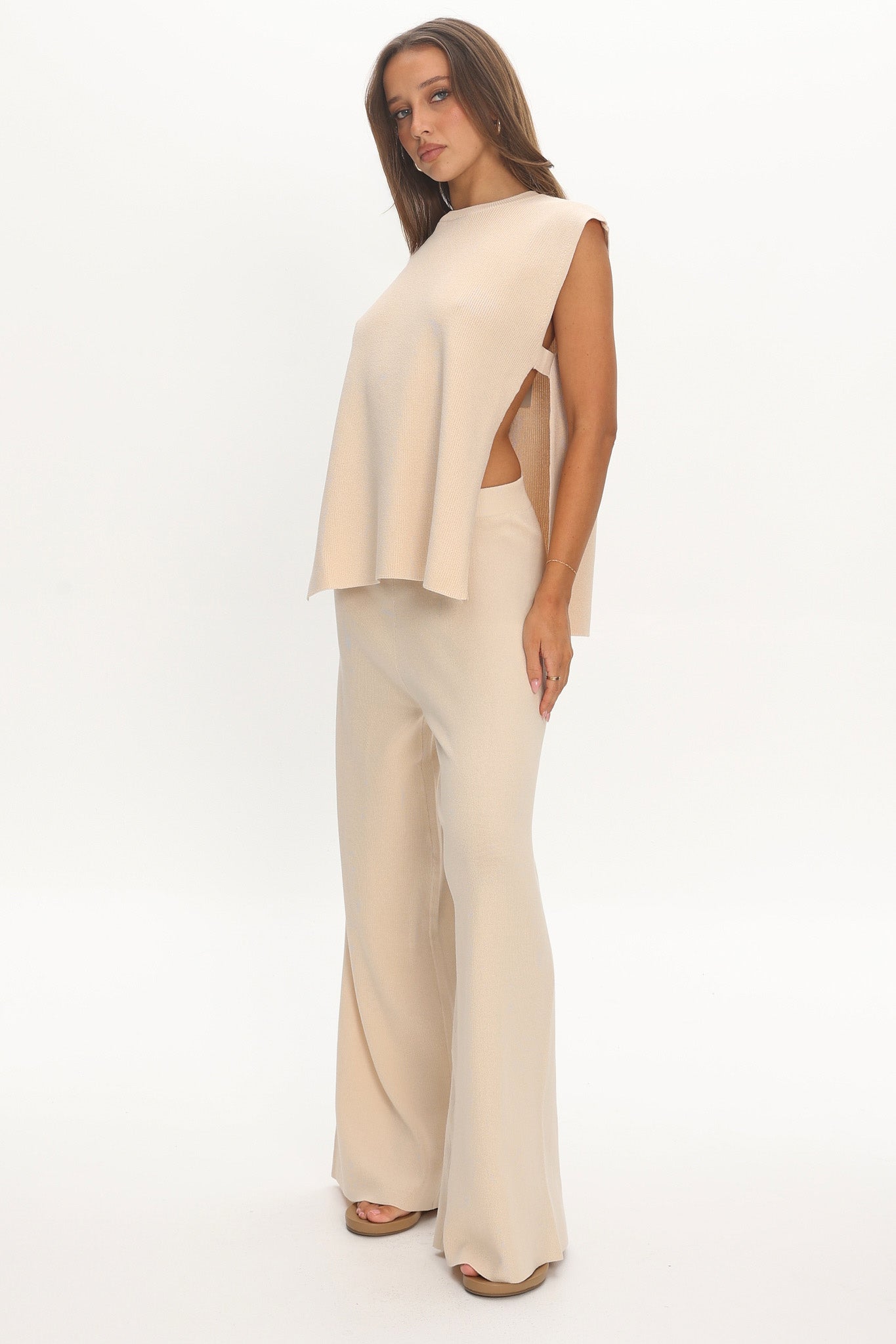 Homebody Ribbed Knit Pants Oat by Selfie Leslie Australia