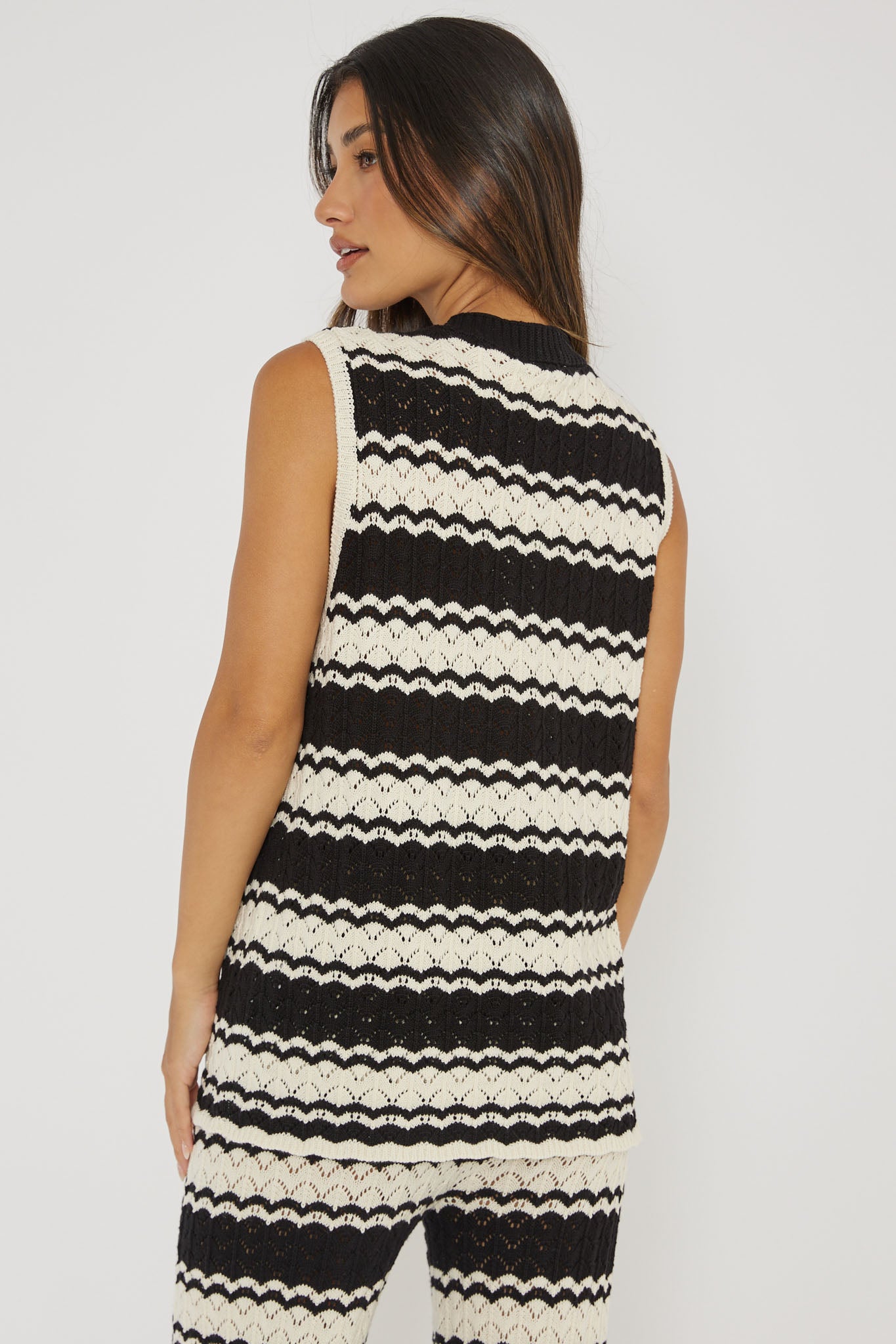Maysah Button-Up Crochet Top Black/White by Selfie Leslie Australia