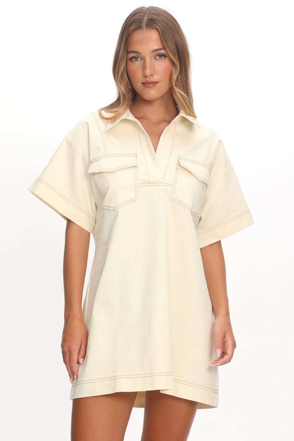 Mariska Collared Mini Dress Butter by Selfie Leslie Australia
