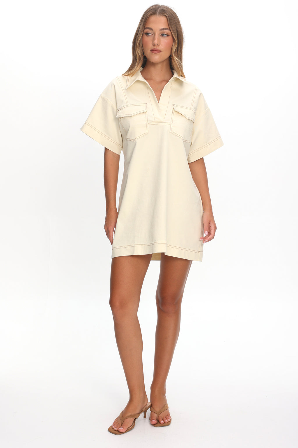 Mariska Collared Mini Dress Butter by Selfie Leslie Australia