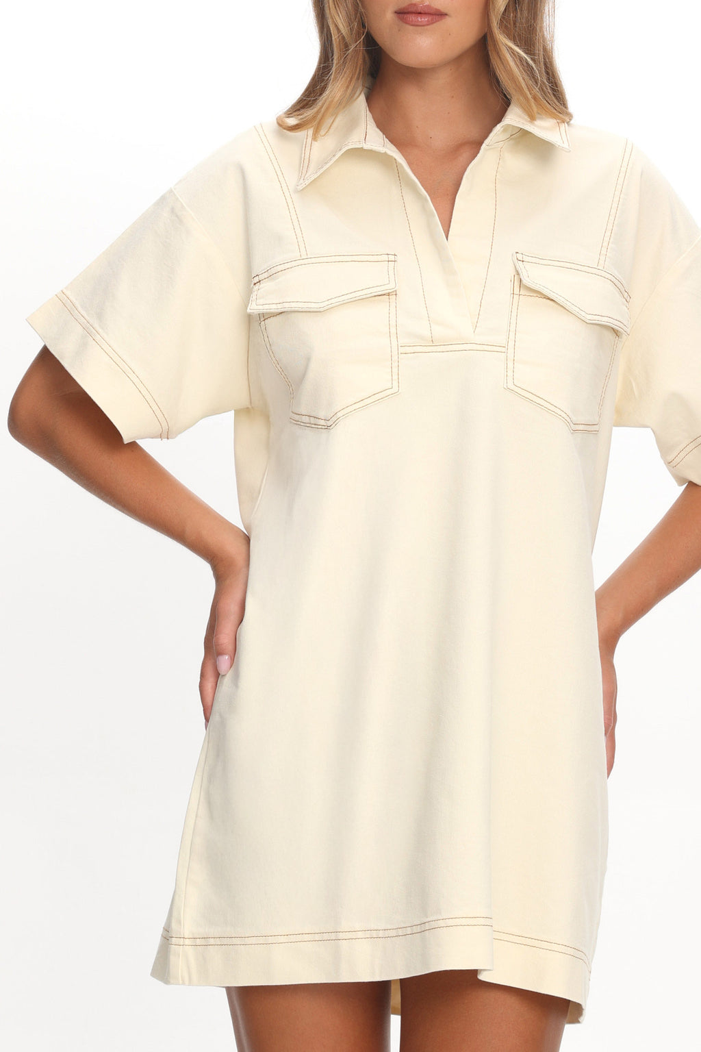 Mariska Collared Mini Dress Butter by Selfie Leslie Australia