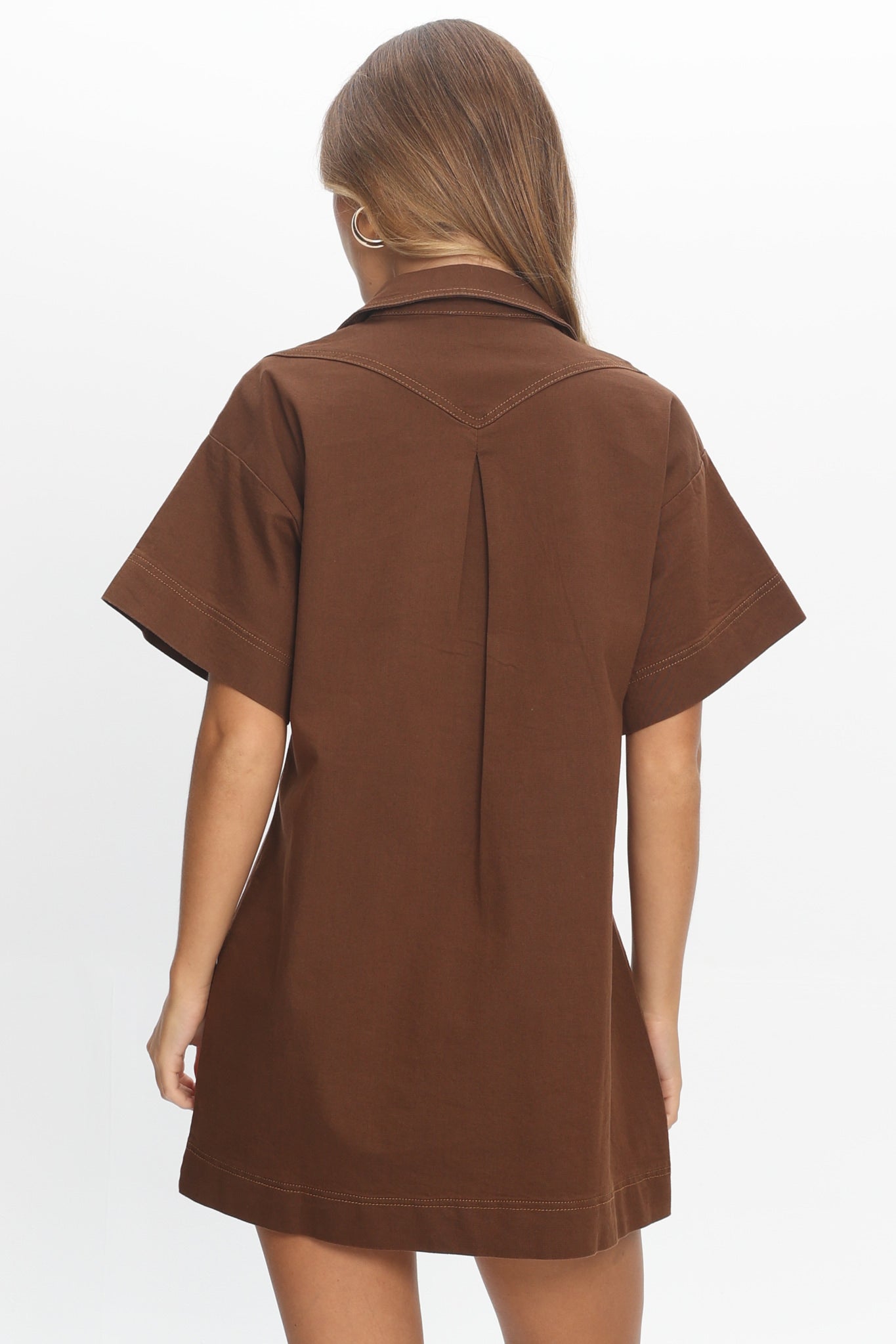 Mariska Collared Mini Dress Chocolate by Selfie Leslie Australia
