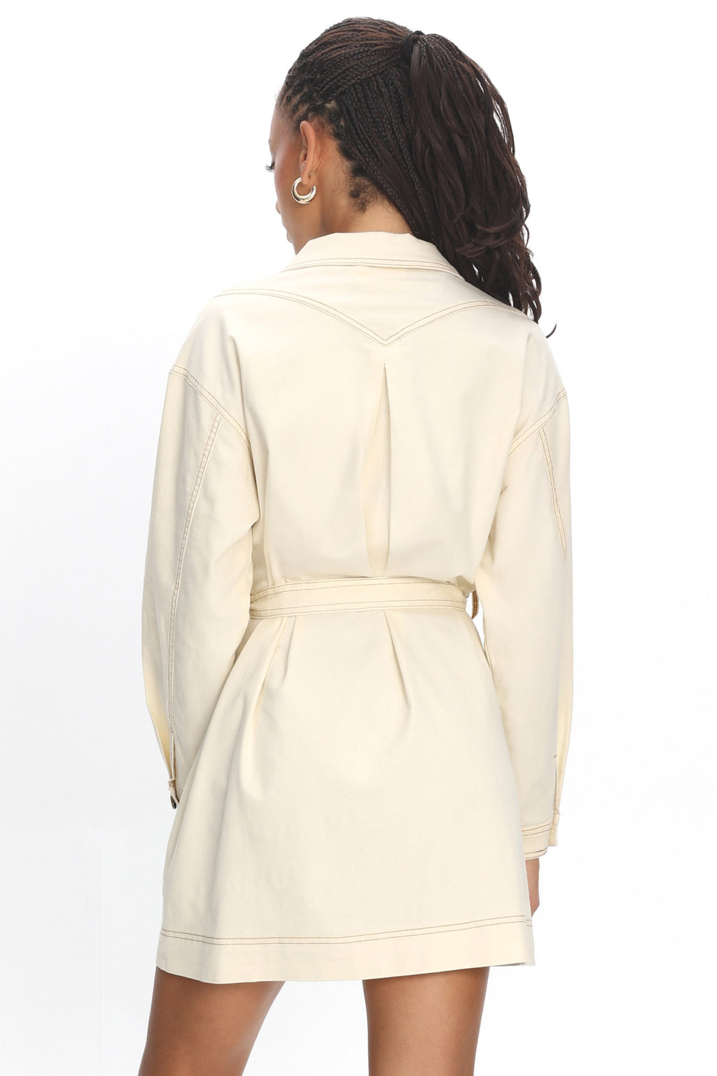 Mariska Collared Long Sleeve Mini Dress Butter by Selfie Leslie Australia