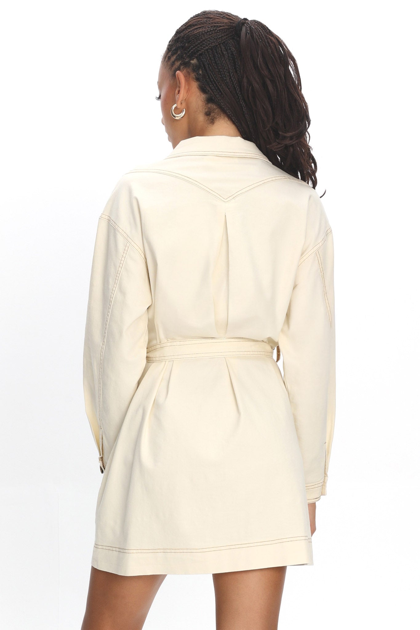 Mariska Collared Long Sleeve Mini Dress Butter by Selfie Leslie Australia