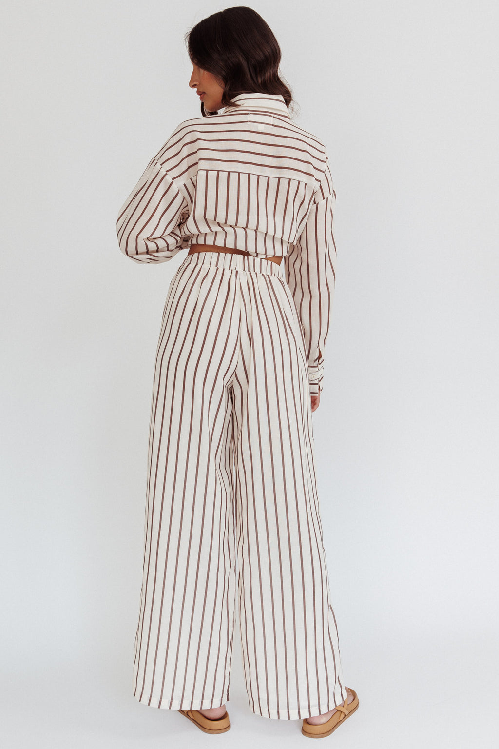 Alex Elastic Waist Pants Stripe Latte by Selfie Leslie Australia