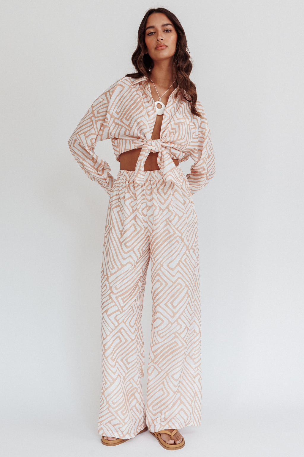 Alex Elastic Waist Pants Print Peach by Selfie Leslie Australia