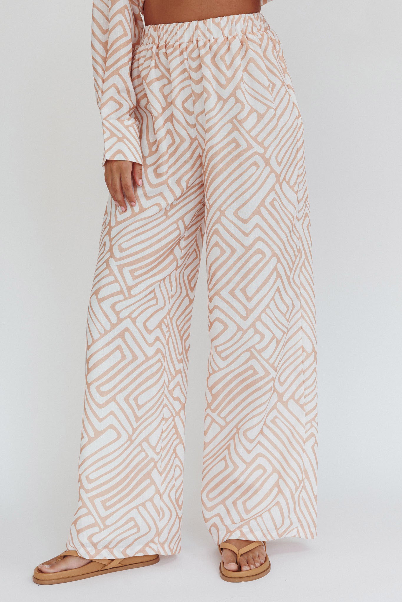 Alex Elastic Waist Pants Print Peach by Selfie Leslie Australia