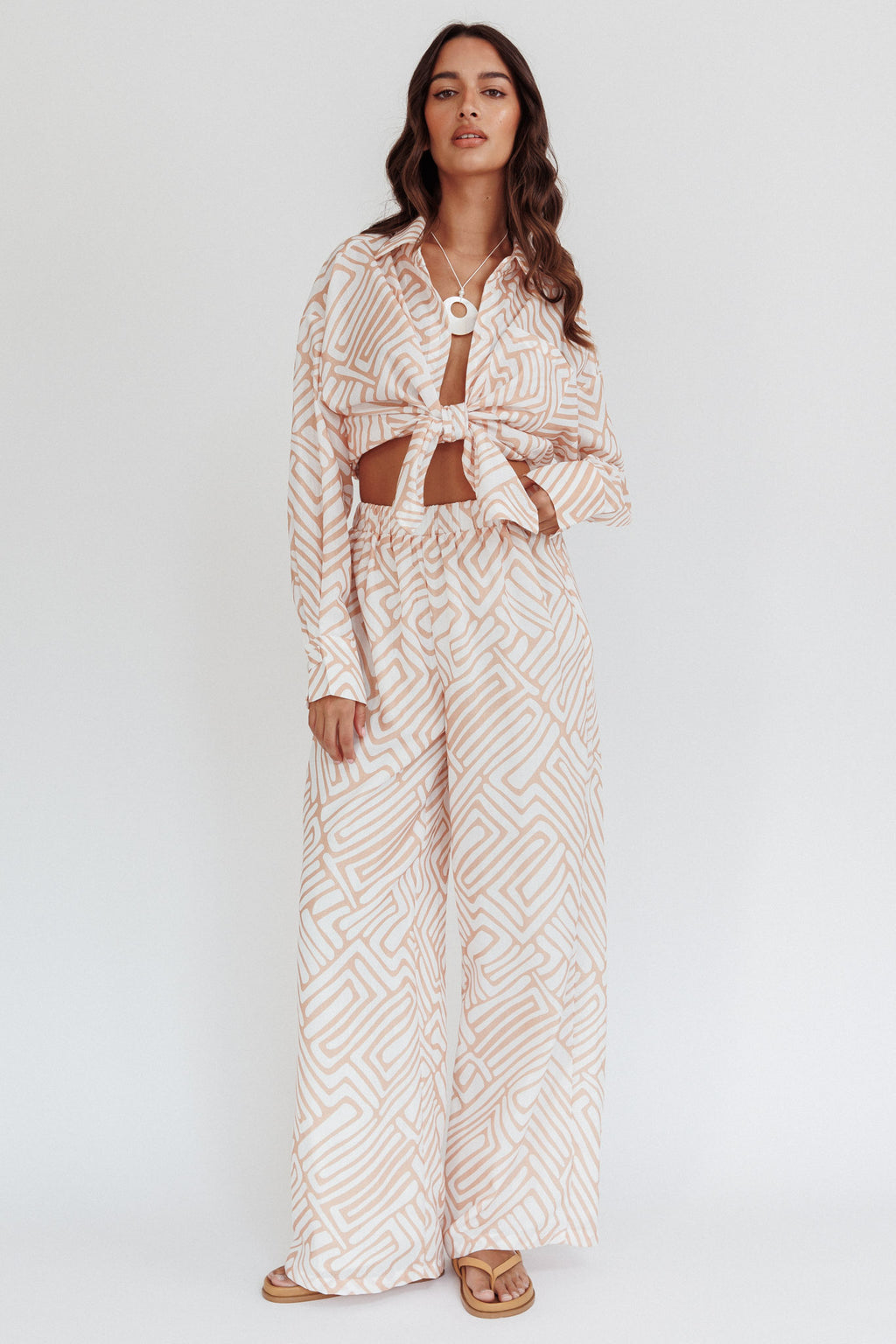 Alex Elastic Waist Pants Print Peach by Selfie Leslie Australia