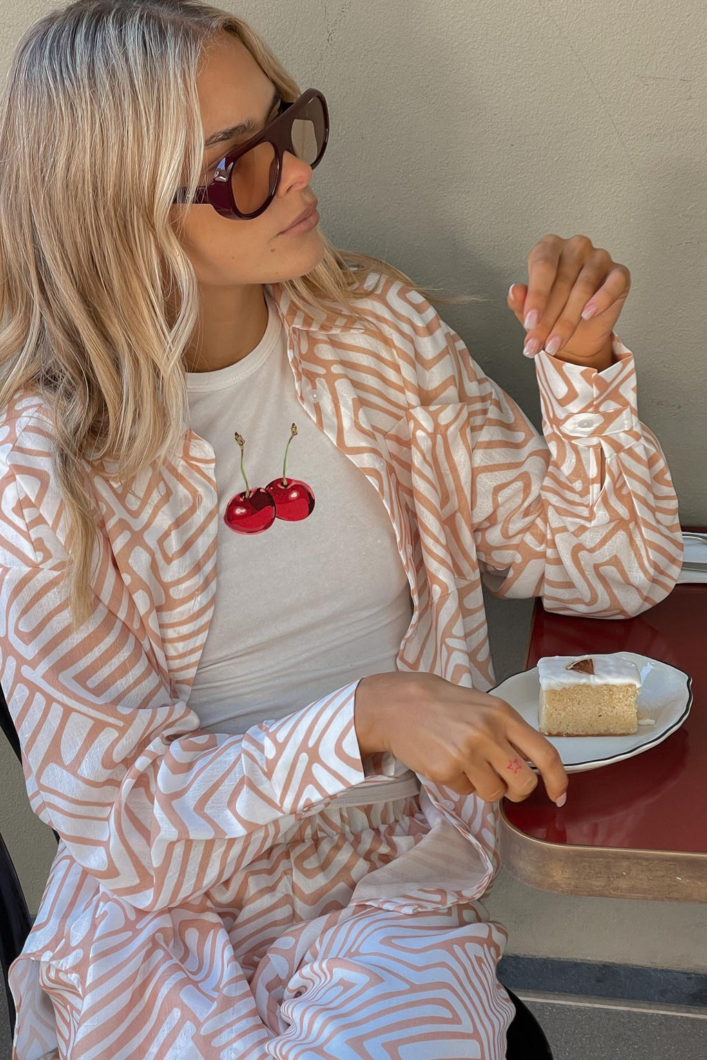 Alex Long Sleeve Shirt Print Peach by Selfie Leslie Australia