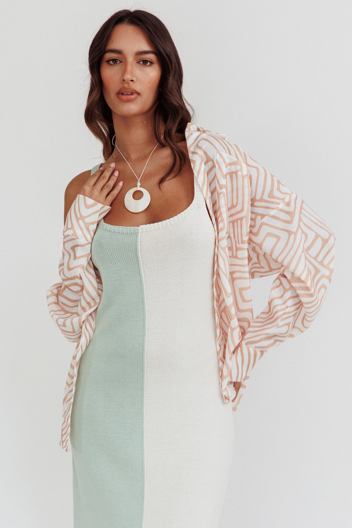 Alex Long Sleeve Shirt Print Peach by Selfie Leslie Australia