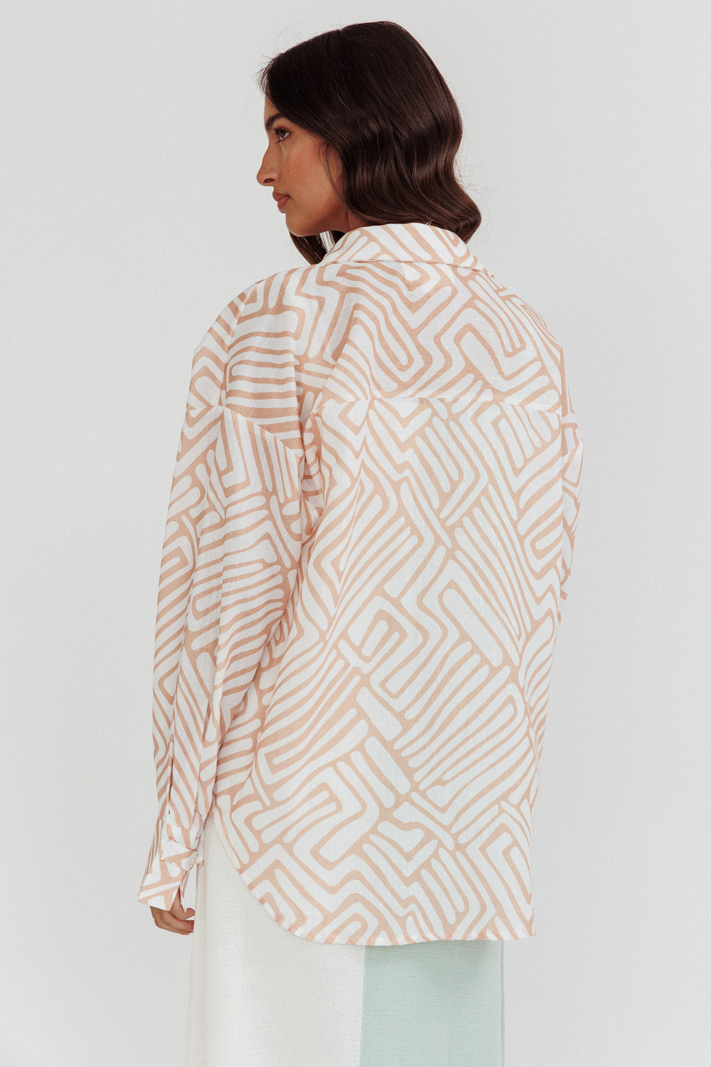 Alex Long Sleeve Shirt Print Peach by Selfie Leslie Australia