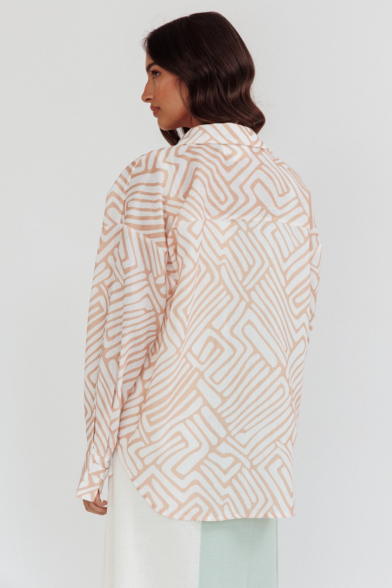 Alex Long Sleeve Shirt Print Peach by Selfie Leslie Australia