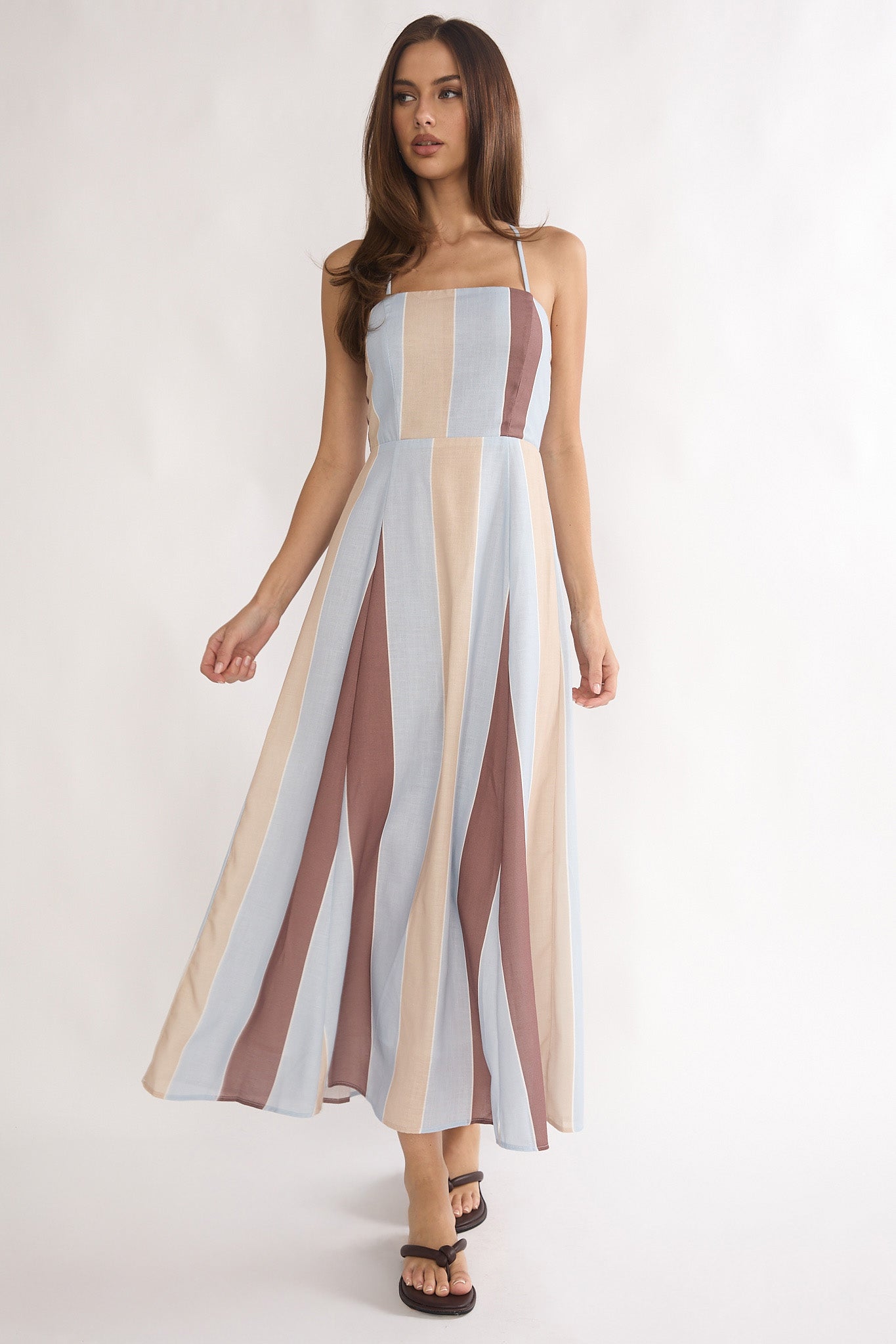 Second Glance Olga Criss-Cross Back Maxi Dress Stripe by Selfie Leslie Australia