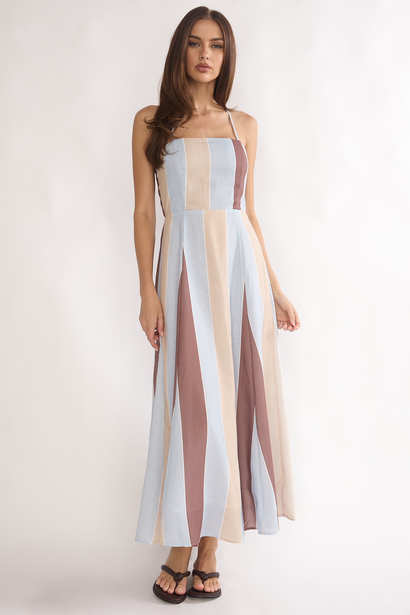 Second Glance Olga Criss-Cross Back Maxi Dress Stripe by Selfie Leslie Australia