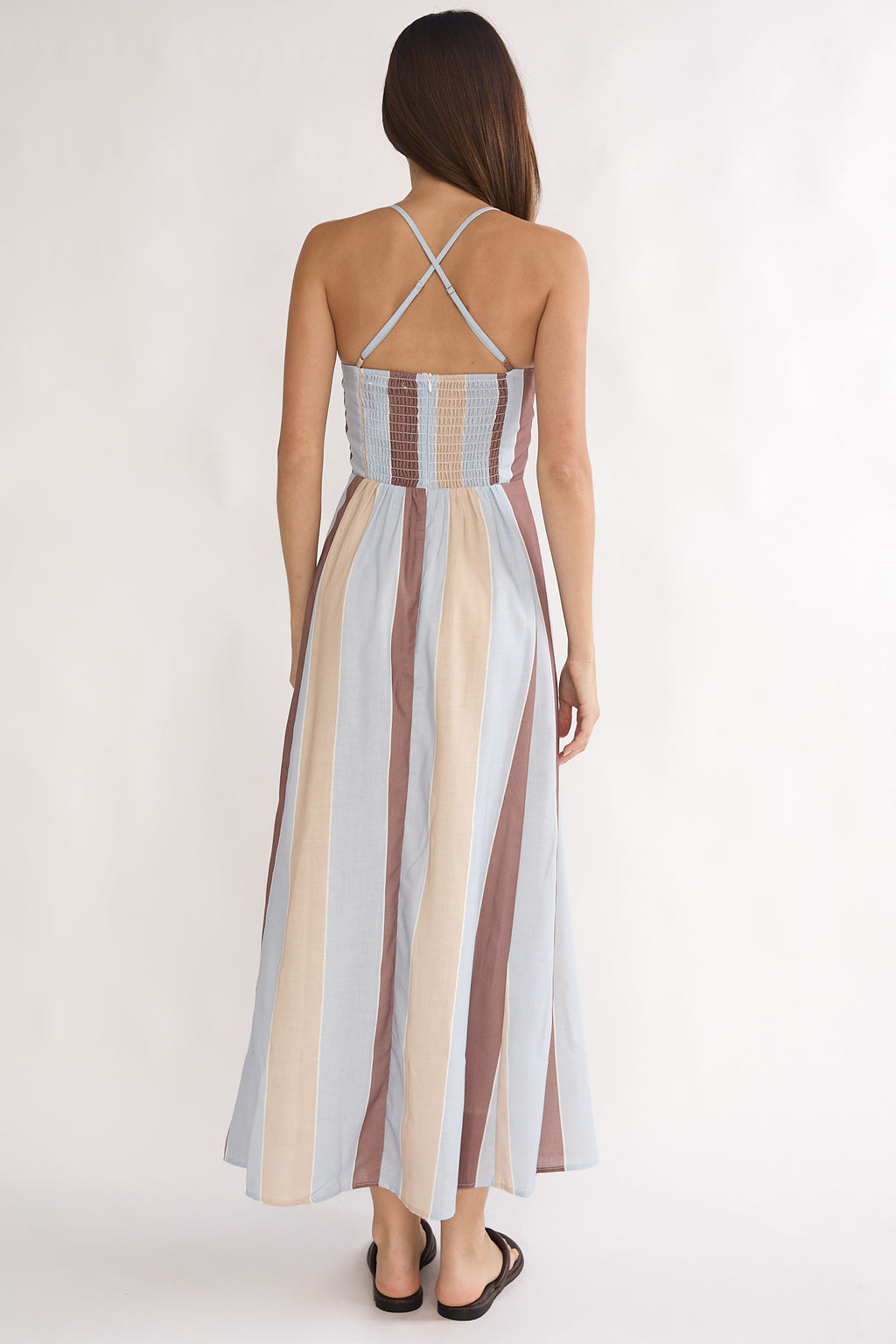 Second Glance Olga Criss-Cross Back Maxi Dress Stripe by Selfie Leslie Australia
