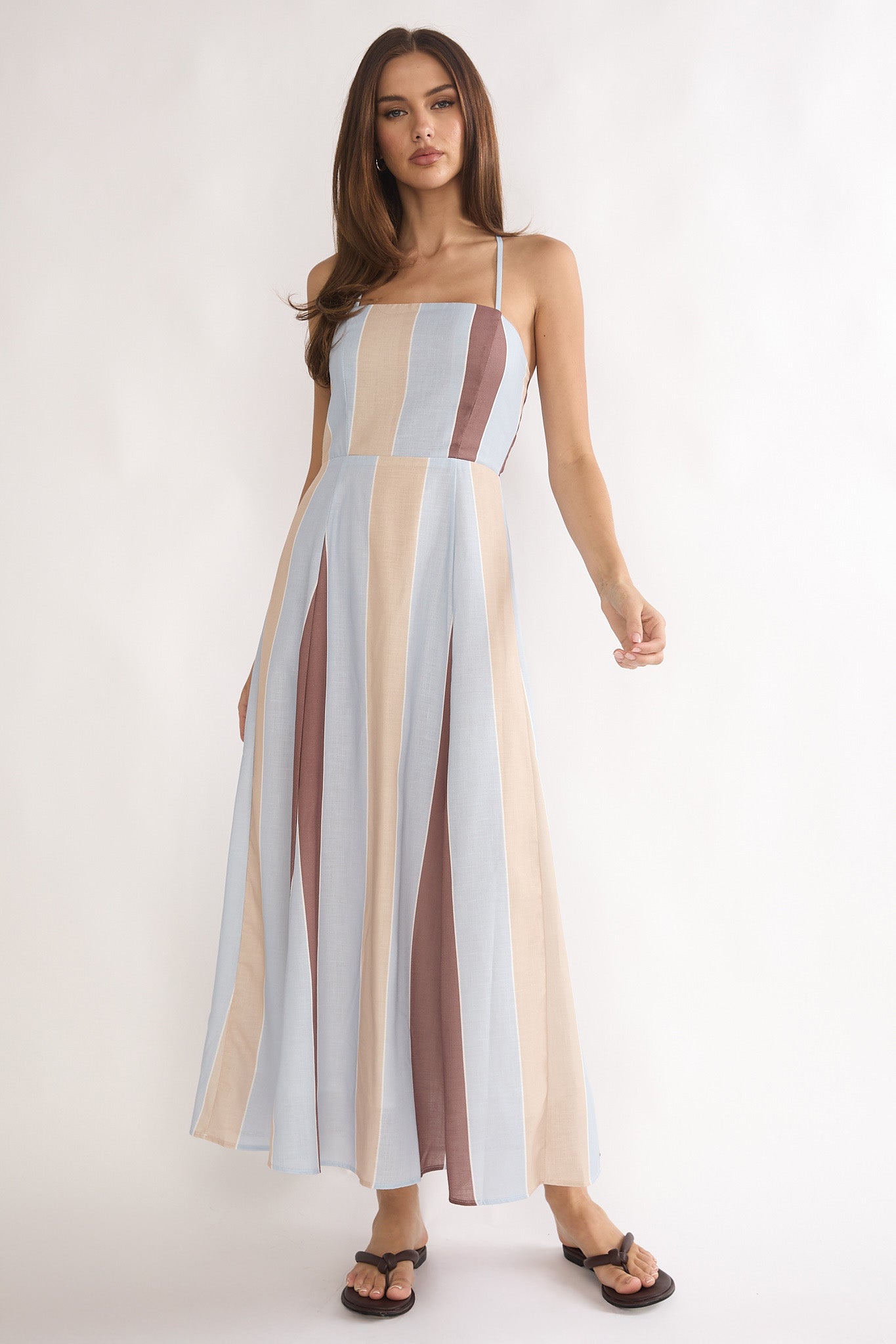 Second Glance Olga Criss-Cross Back Maxi Dress Stripe by Selfie Leslie Australia