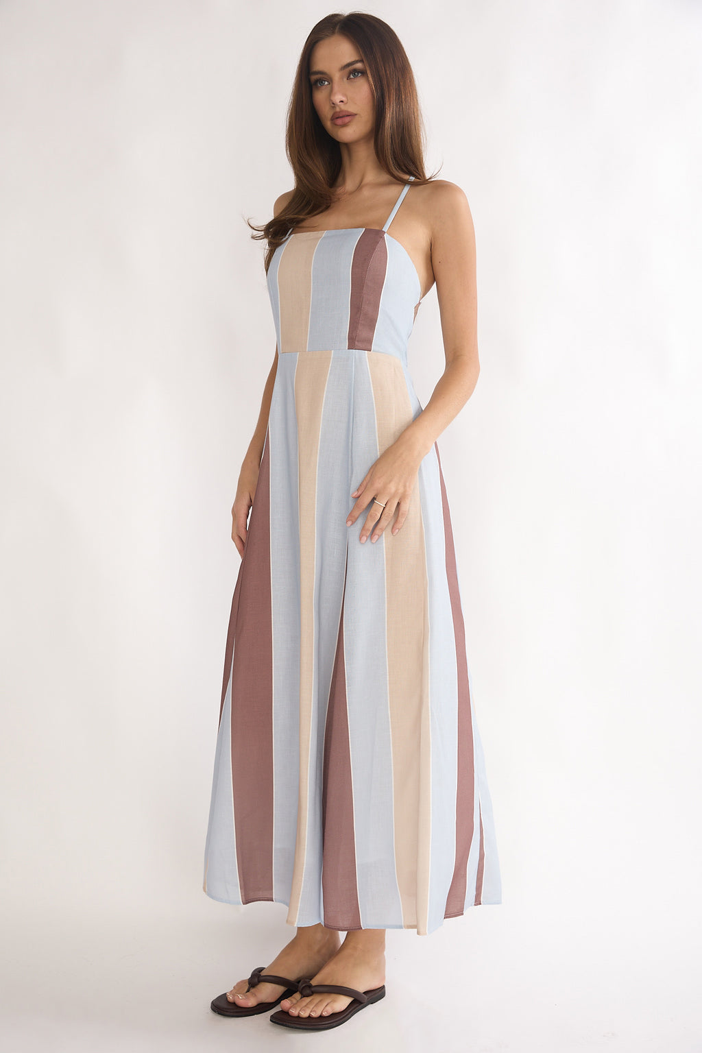 Second Glance Olga Criss-Cross Back Maxi Dress Stripe by Selfie Leslie Australia