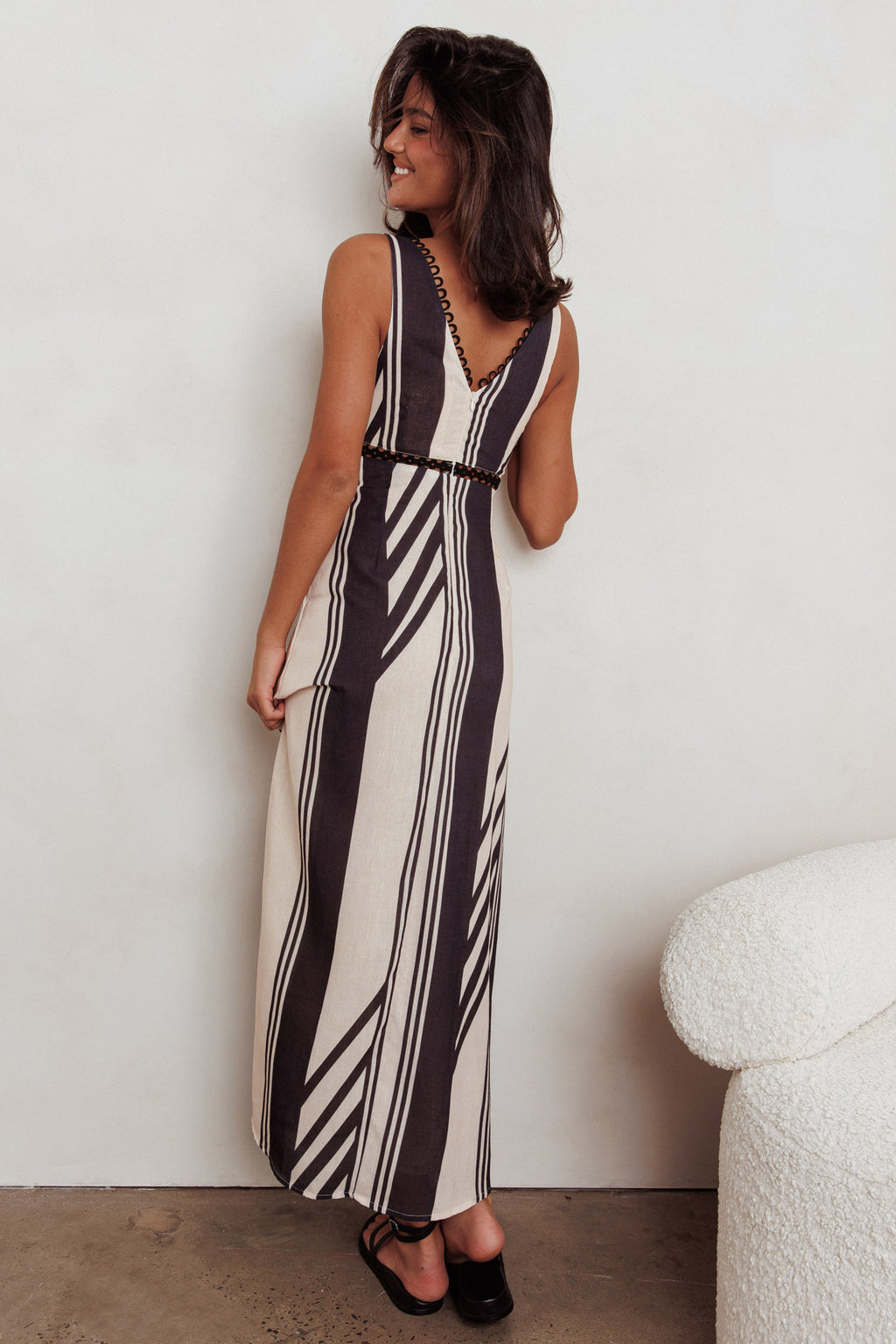 Cambria Sleeveless Striped Maxi Dress Black by Selfie Leslie Australia