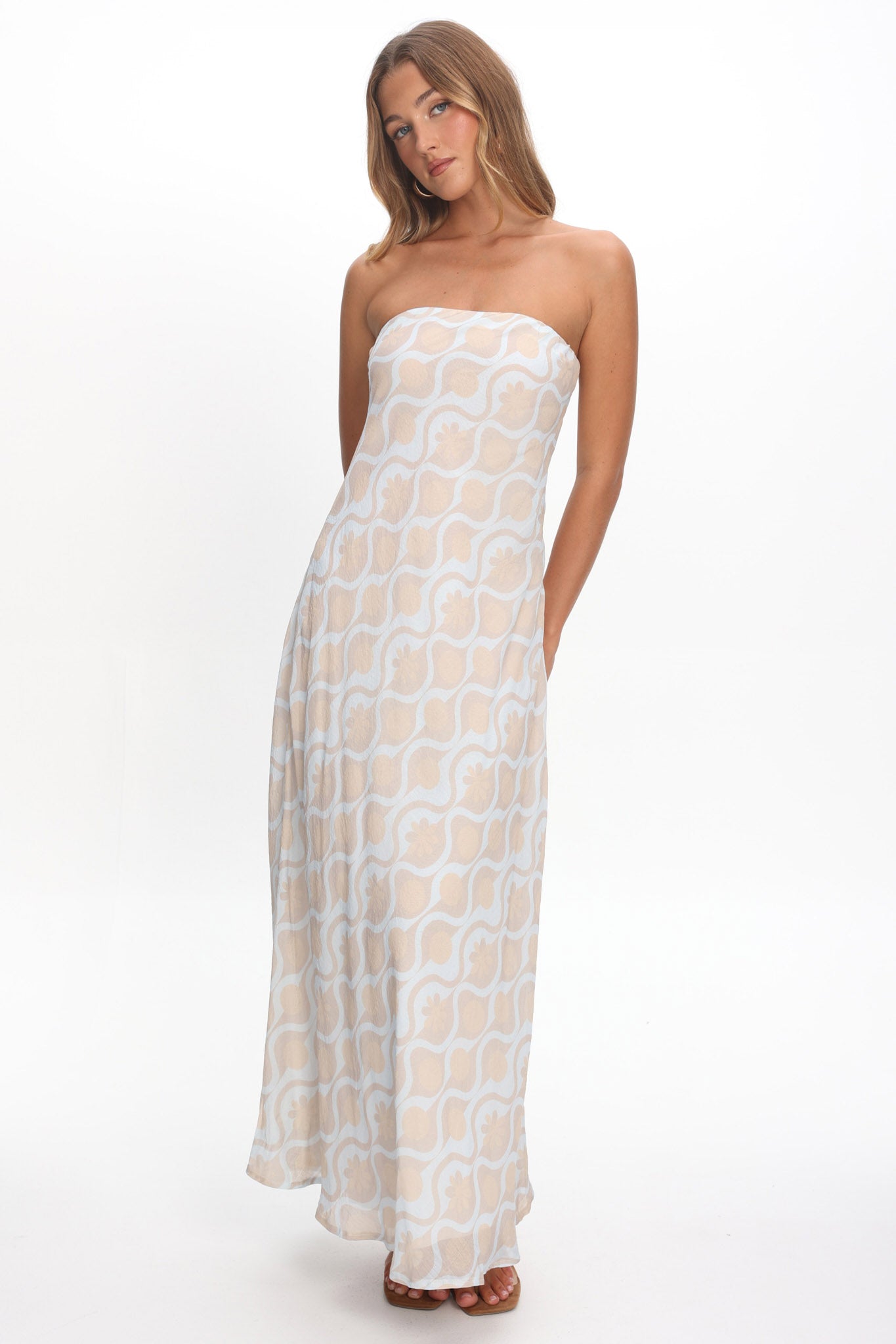 Artice Strapless Maxi Dress Print Geo by Selfie Leslie Australia