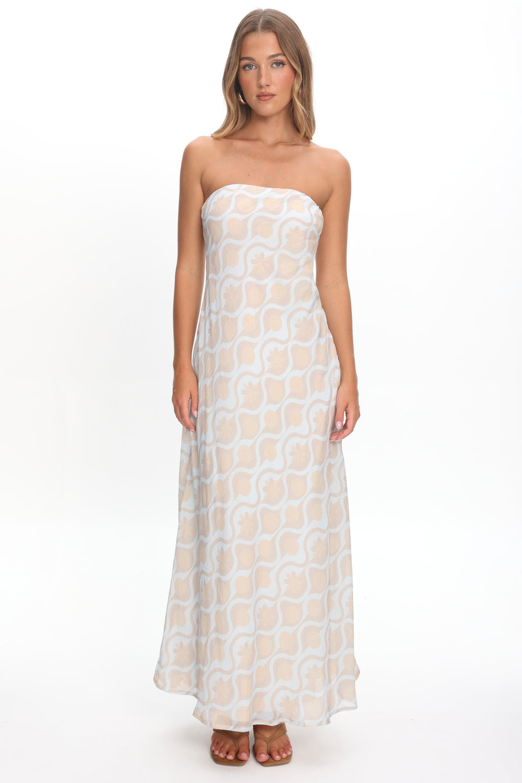 Artice Strapless Maxi Dress Print Geo by Selfie Leslie Australia
