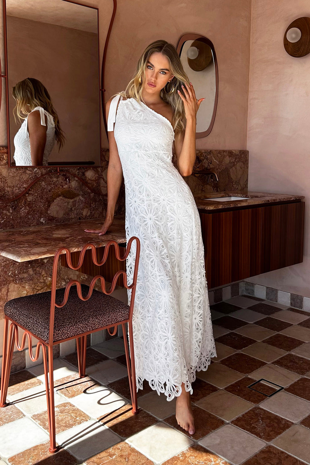 Artice One Shoulder Maxi Dress Off White by Selfie Leslie Australia