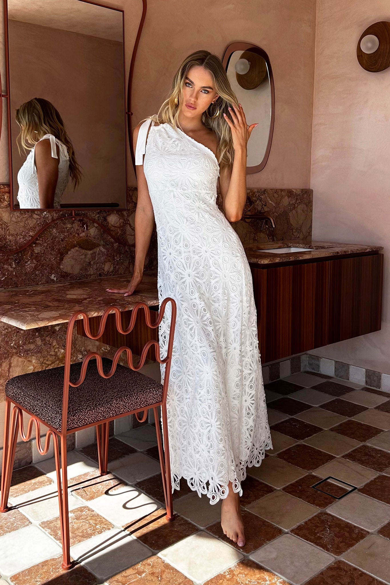 Artice One Shoulder Maxi Dress Off White by Selfie Leslie Australia