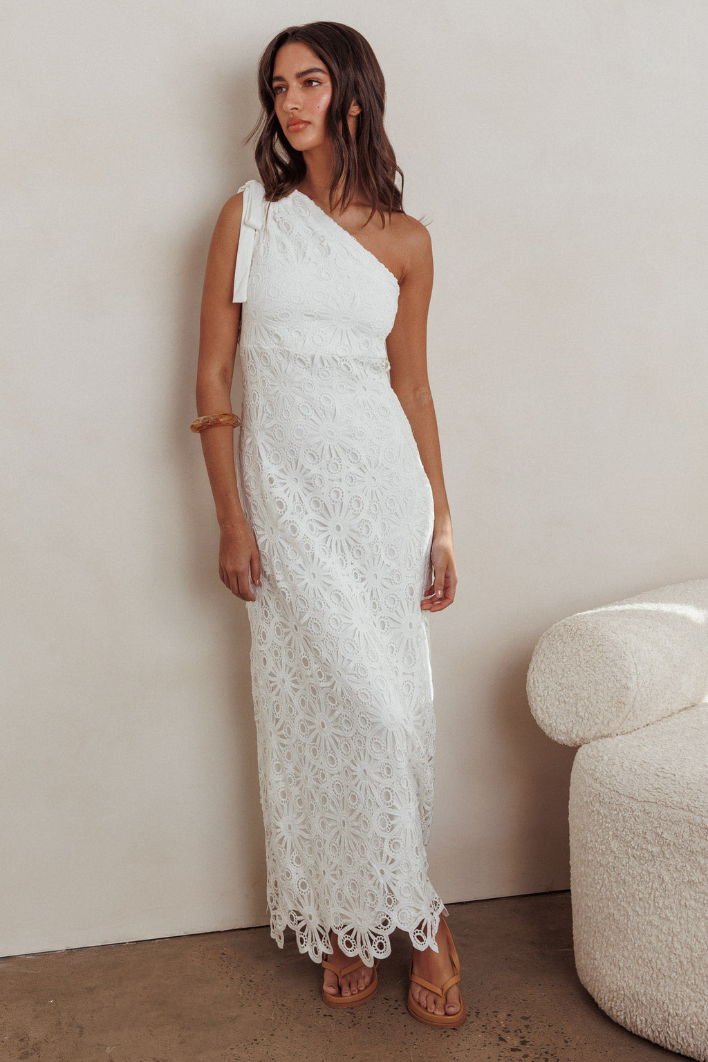Artice One Shoulder Maxi Dress Off White by Selfie Leslie Australia