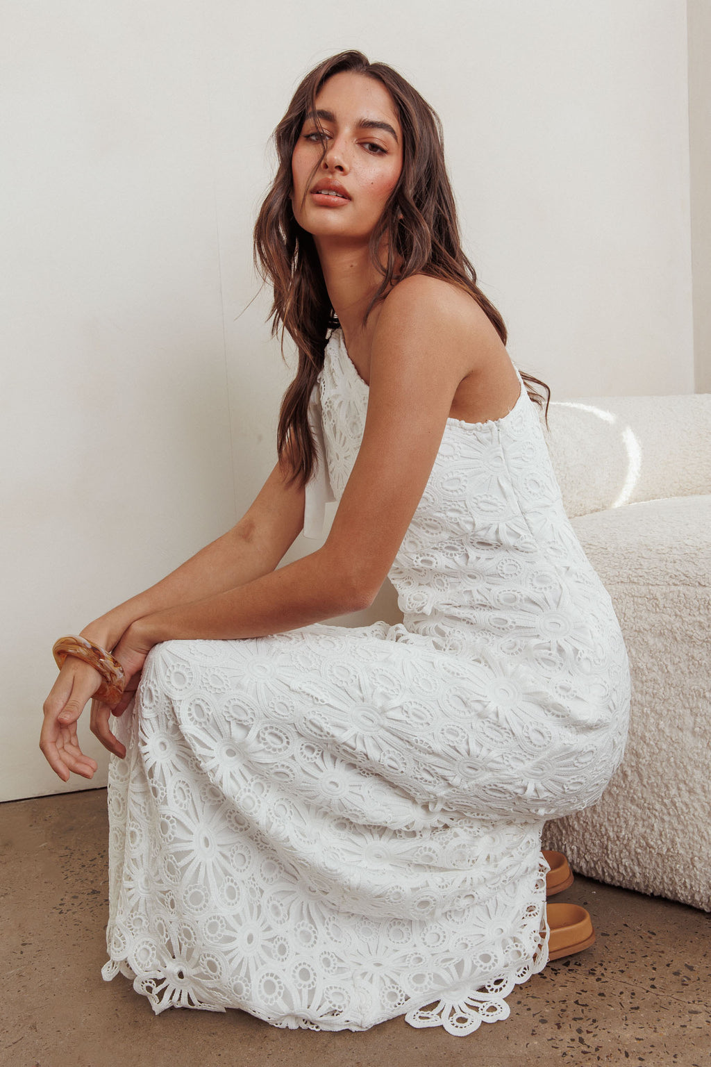 Artice One Shoulder Maxi Dress Off White by Selfie Leslie Australia
