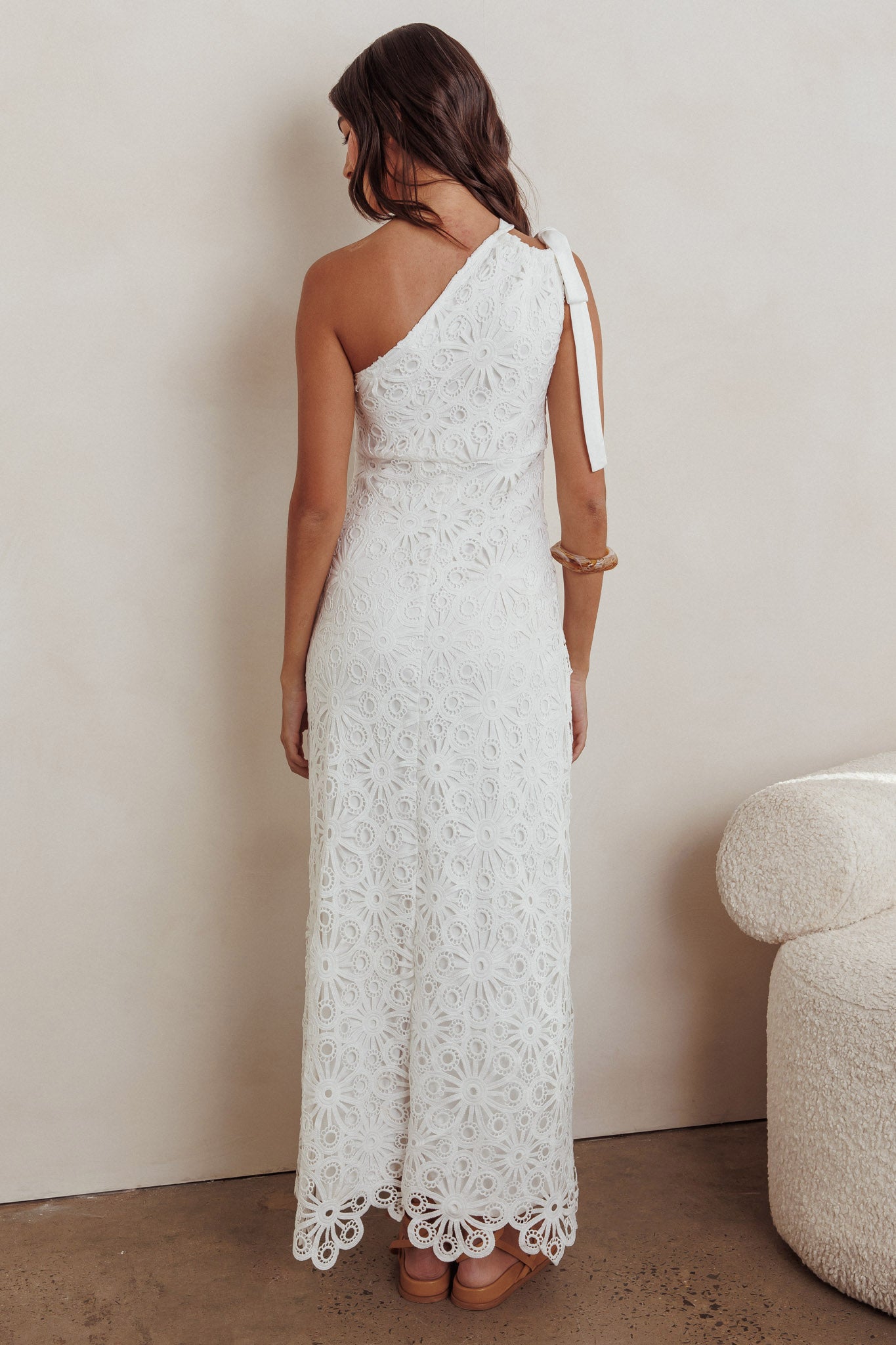 Artice One Shoulder Maxi Dress Off White by Selfie Leslie Australia