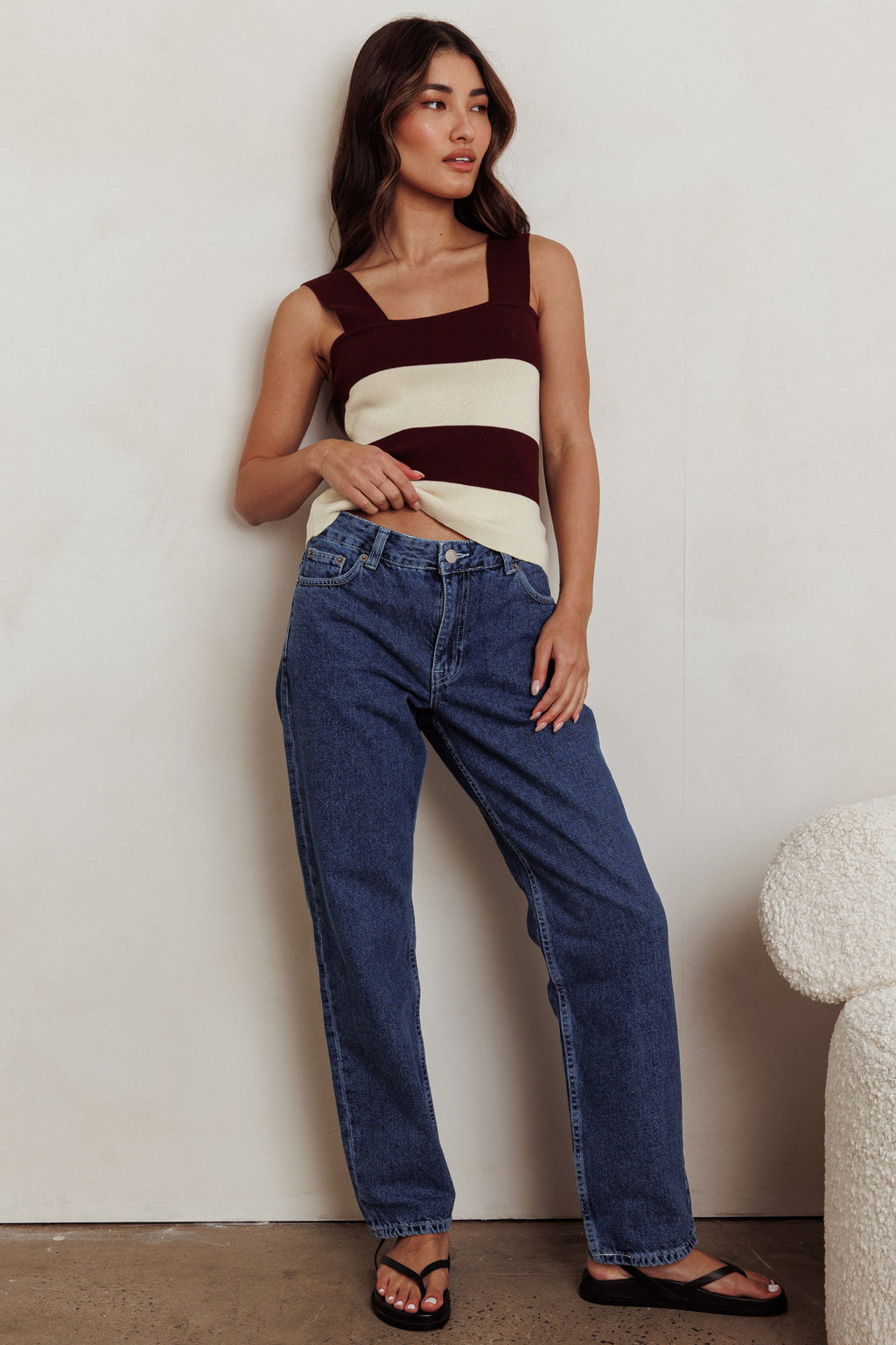 Lisa Striped Knit Tank Top Red Bean by Selfie Leslie Australia