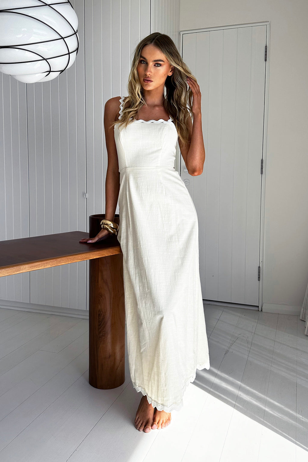 Montego Bay Ric Rac Strap Maxi Dress Oat by Selfie Leslie Australia