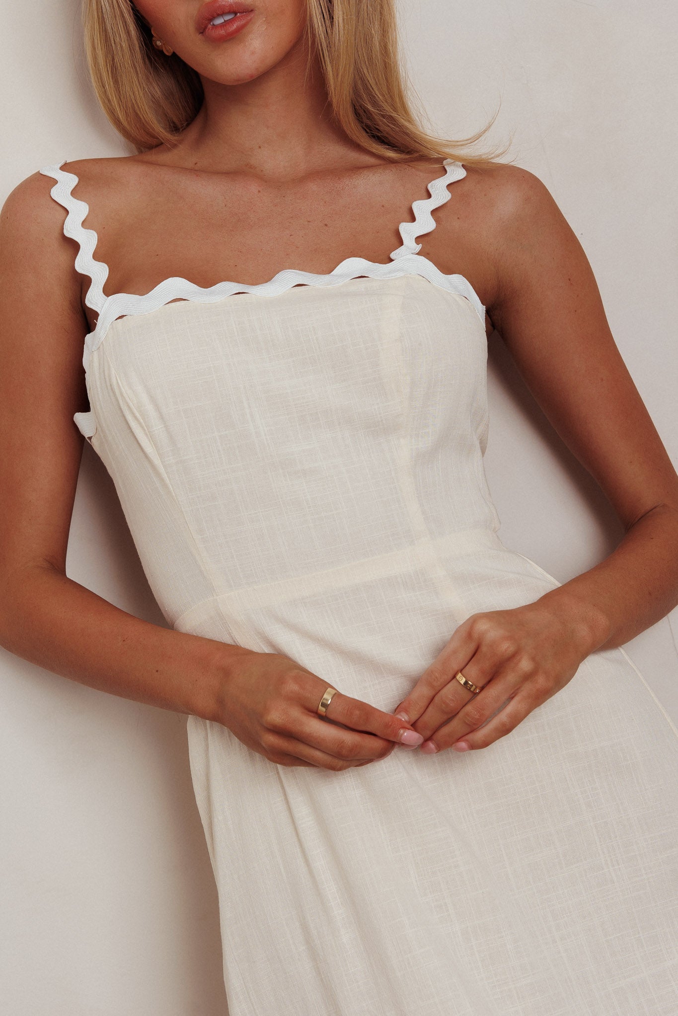 Montego Bay Ric Rac Strap Maxi Dress Oat by Selfie Leslie Australia