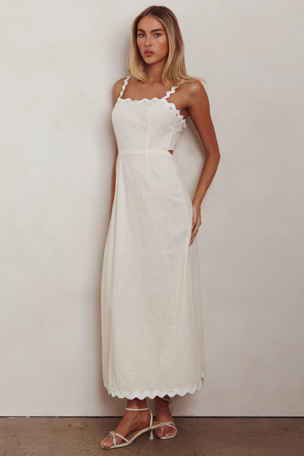 Montego Bay Ric Rac Strap Maxi Dress Oat by Selfie Leslie Australia