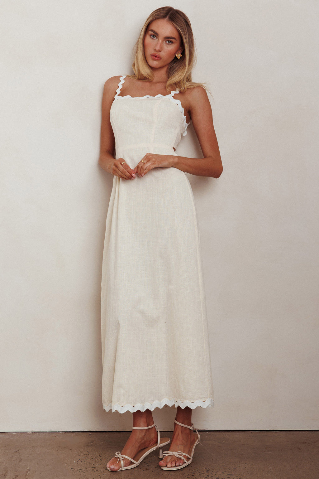 Montego Bay Ric Rac Strap Maxi Dress Oat by Selfie Leslie Australia