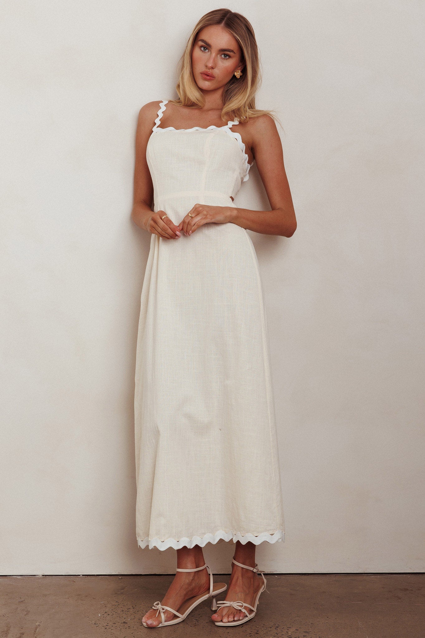 Montego Bay Ric Rac Strap Maxi Dress Oat by Selfie Leslie Australia