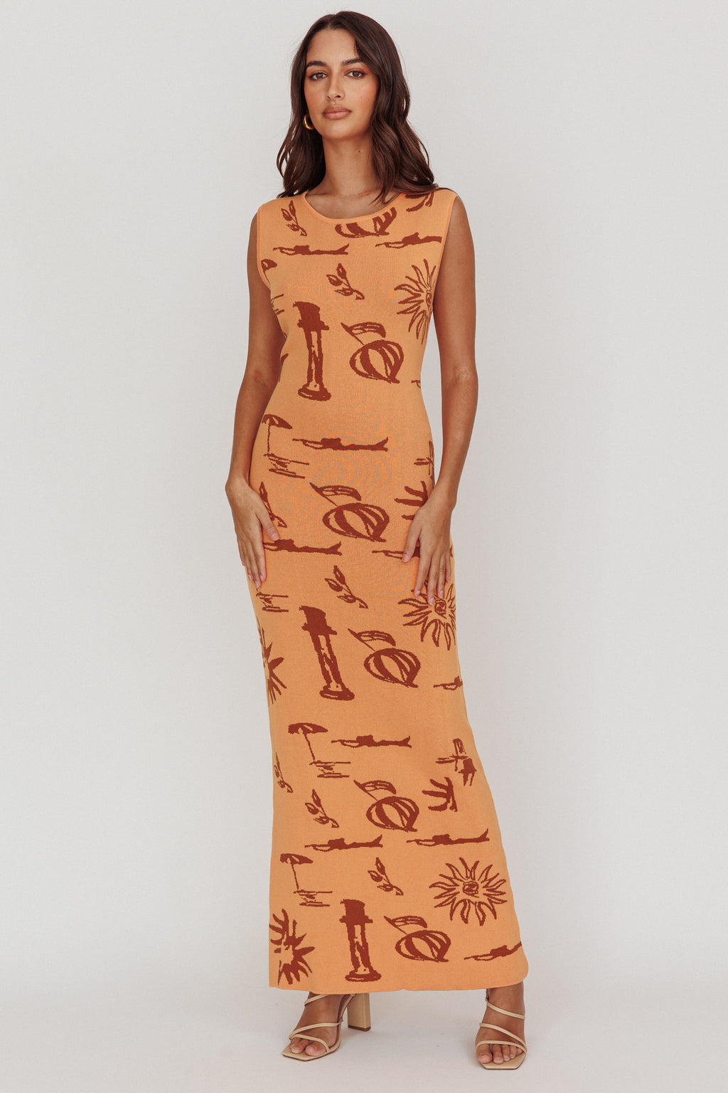 Irene Column Silhouette Maxi Dress Apricot by Selfie Leslie Australia
