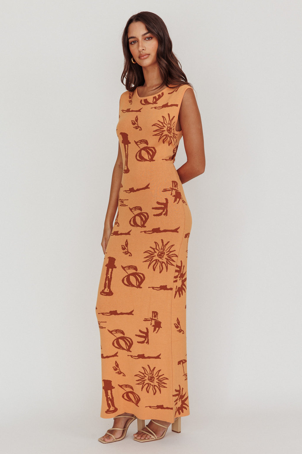 Irene Column Silhouette Maxi Dress Apricot by Selfie Leslie Australia