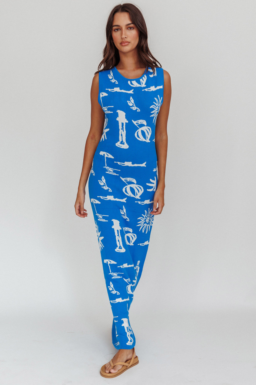 Irene Column Silhouette Maxi Dress Blue by Selfie Leslie Australia