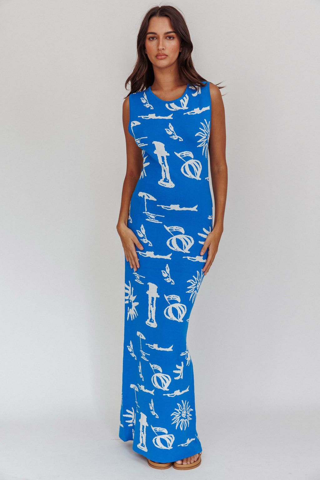 Irene Column Silhouette Maxi Dress Blue by Selfie Leslie Australia