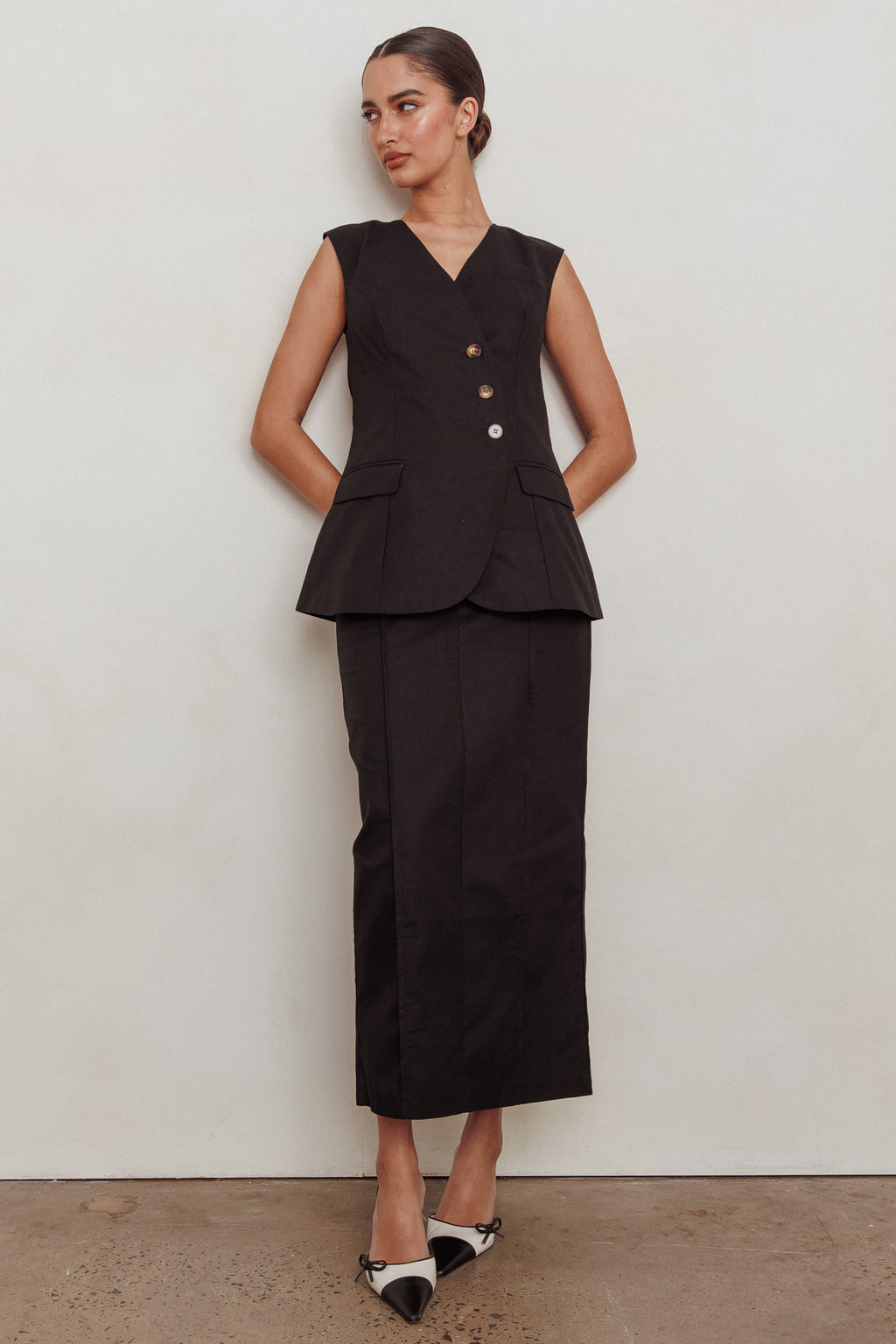 Sweet Treat Column Maxi Skirt Black by Selfie Leslie Australia