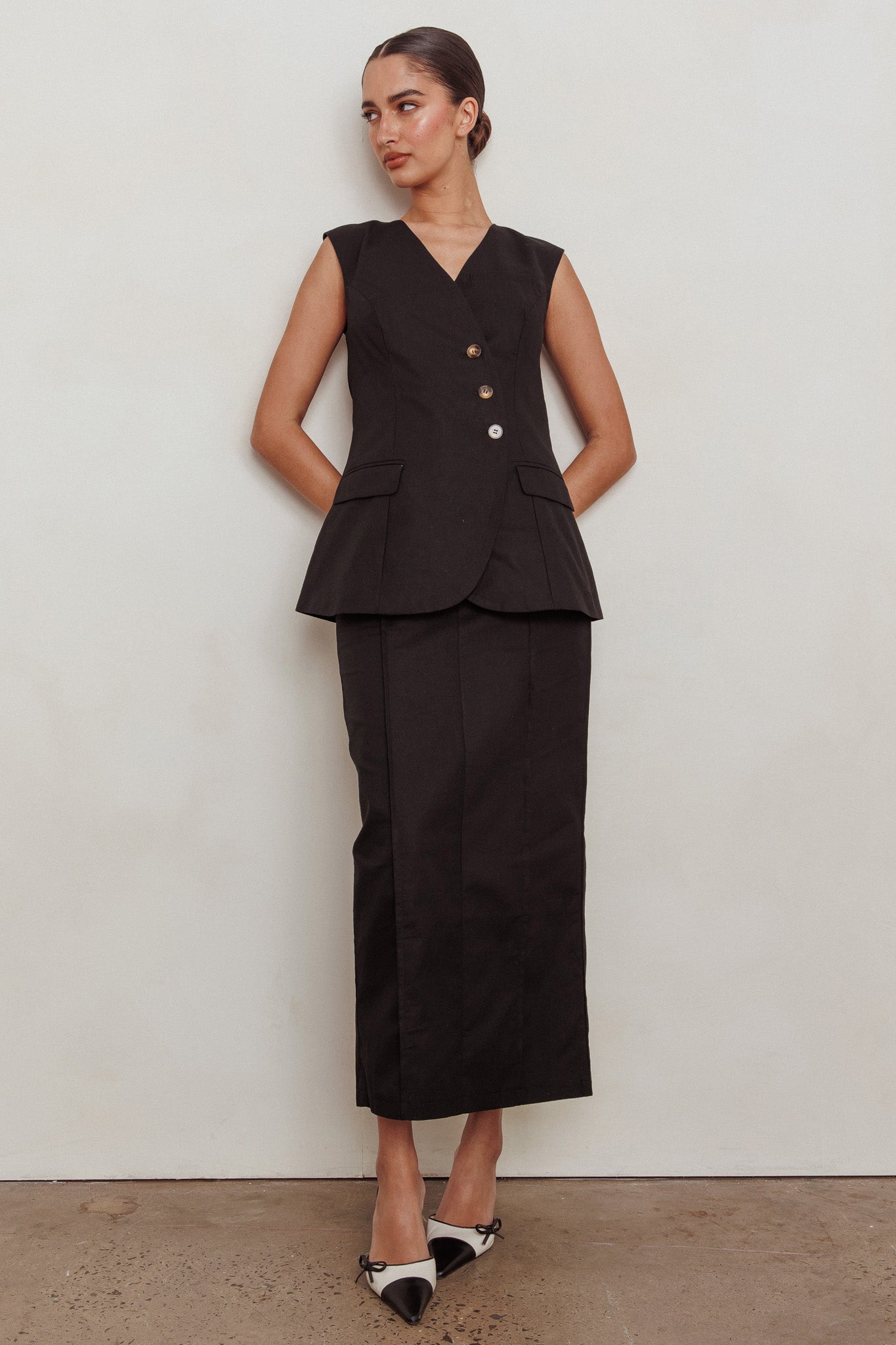 Sweet Treat Column Maxi Skirt Black by Selfie Leslie Australia