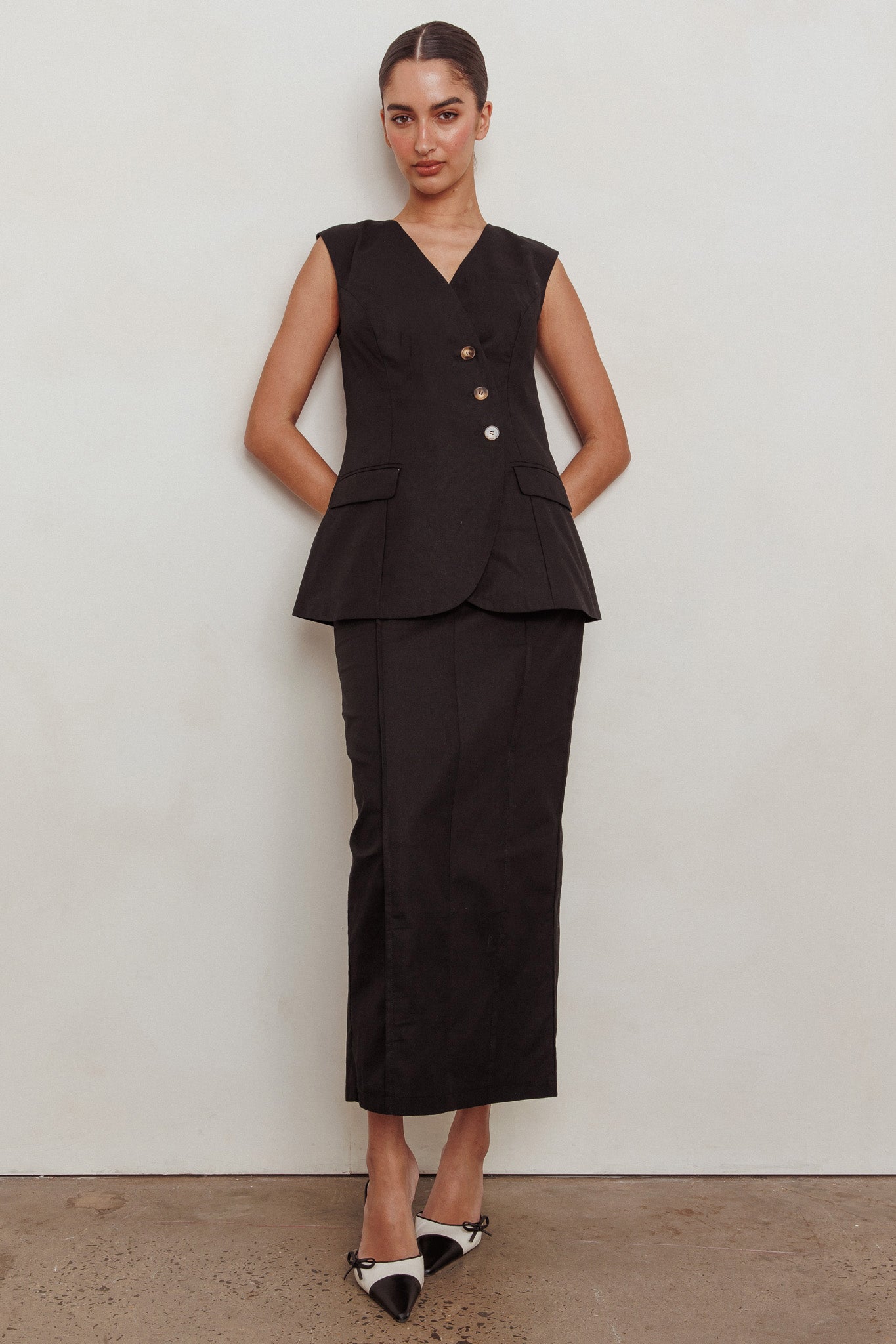 Sweet Treat Column Maxi Skirt Black by Selfie Leslie Australia
