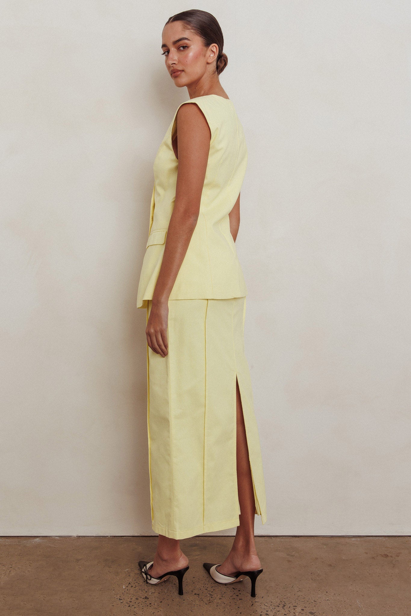 Sweet Treat Column Midi Skirt Lemon by Selfie Leslie Australia