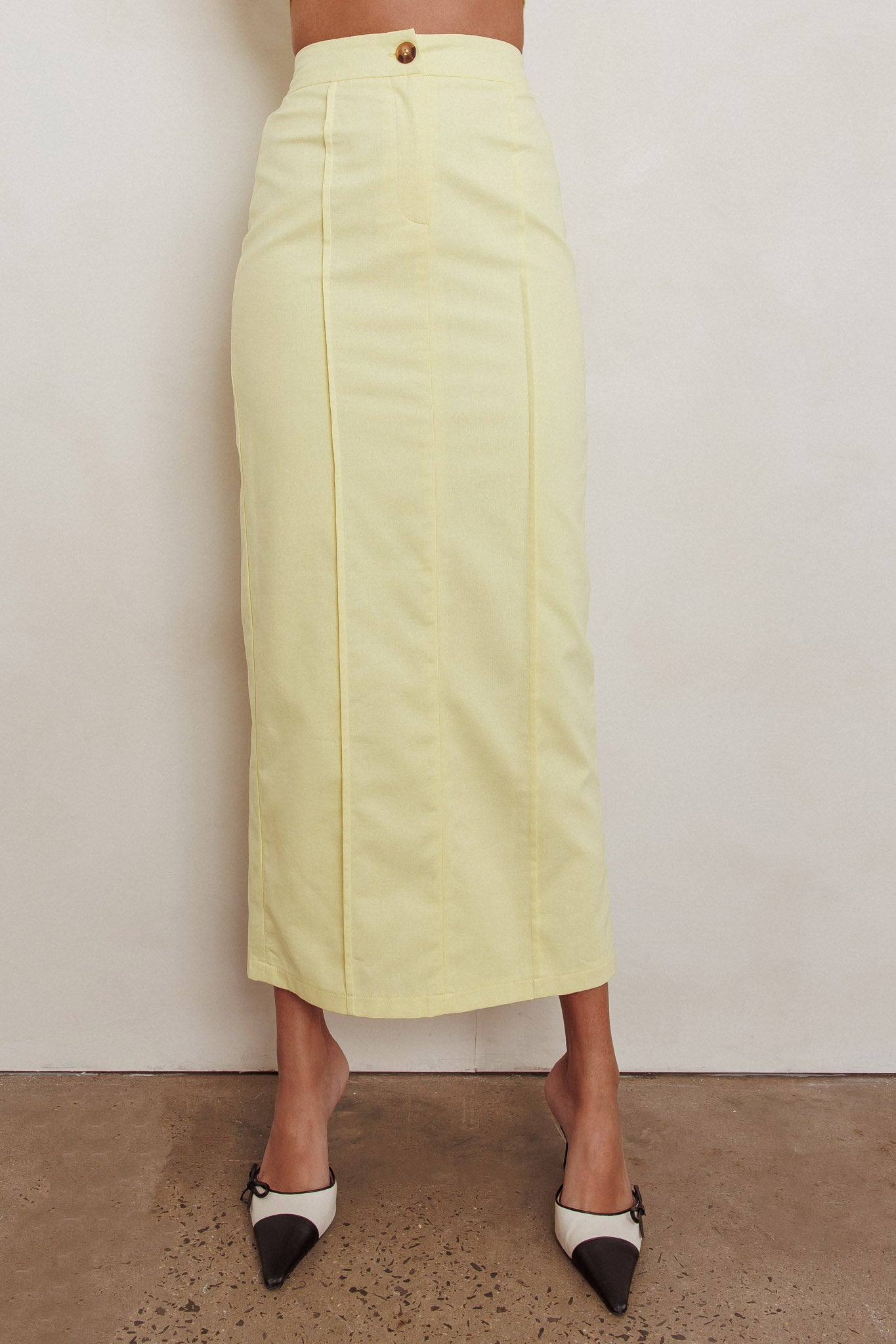 Sweet Treat Column Midi Skirt Lemon by Selfie Leslie Australia