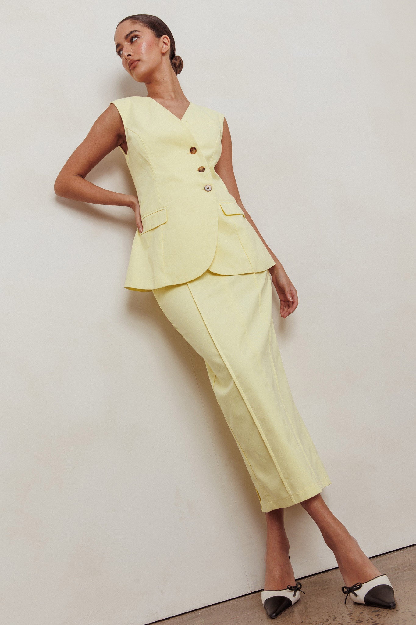 Sweet Treat Column Midi Skirt Lemon by Selfie Leslie Australia