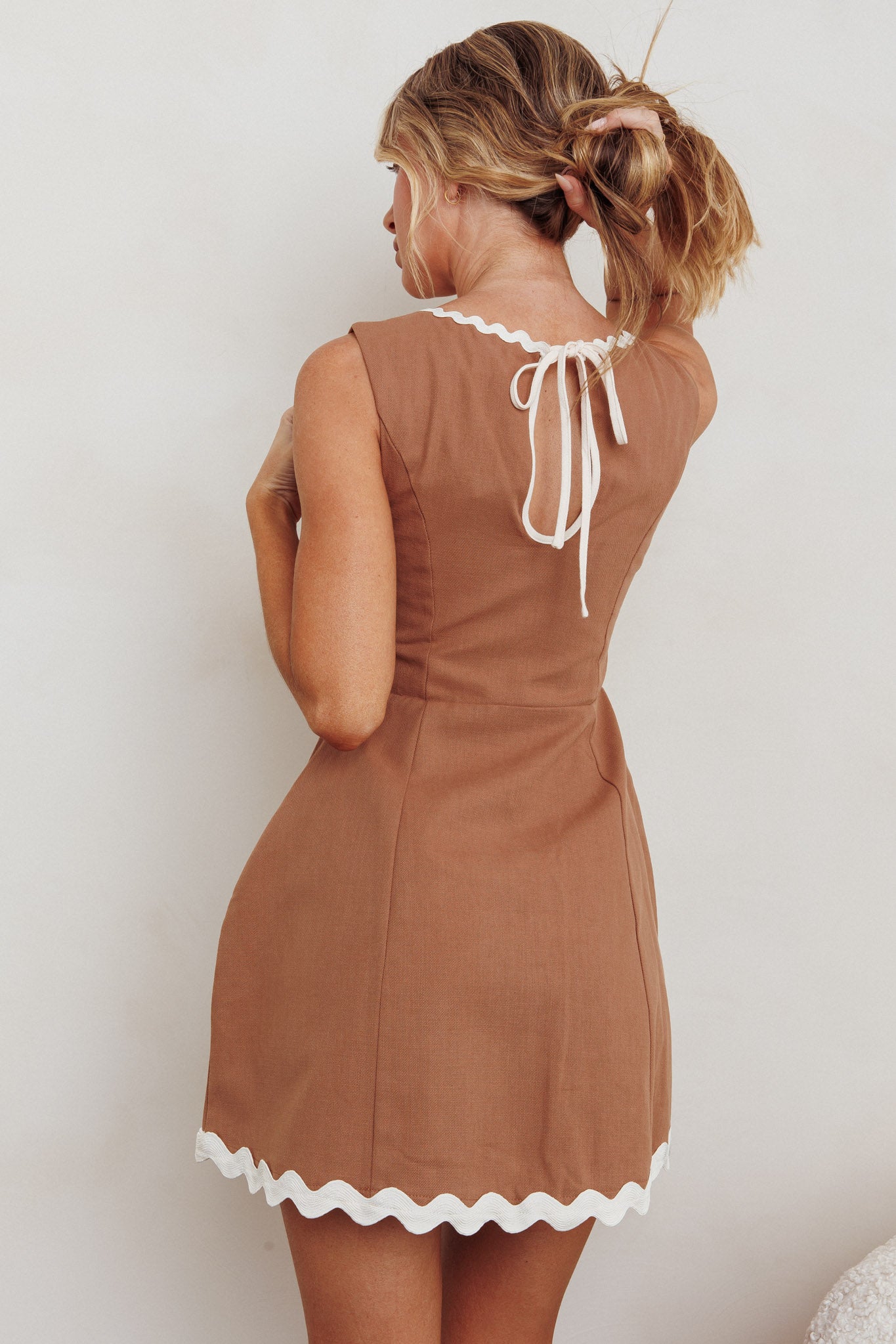 Make You Mine Sleeveless Mini Dress Mocha by Selfie Leslie Australia